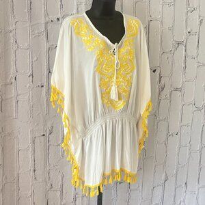 Do everything in Love  - Cover Up in Yellow Floral Embroider